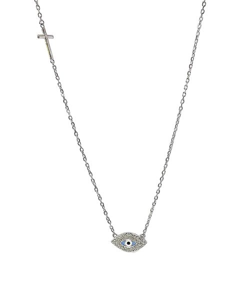 NECKLACE SILVER/ EYE, CROSS