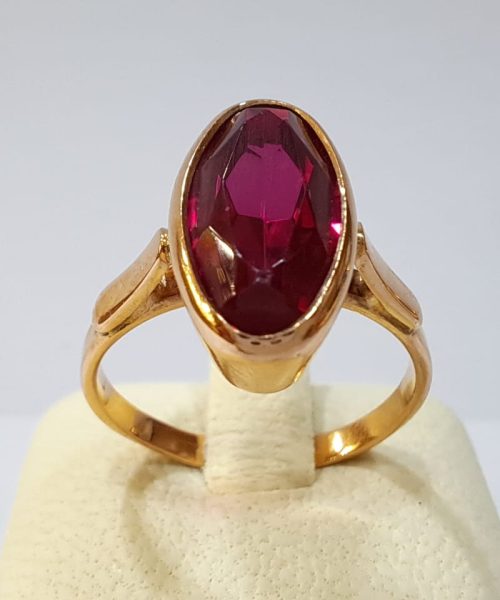 RING 14KT SYNTHETIC RUBY