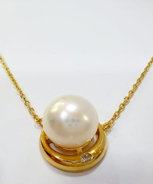 NECKLACE SILVER CZ/ CULTURED PEARL