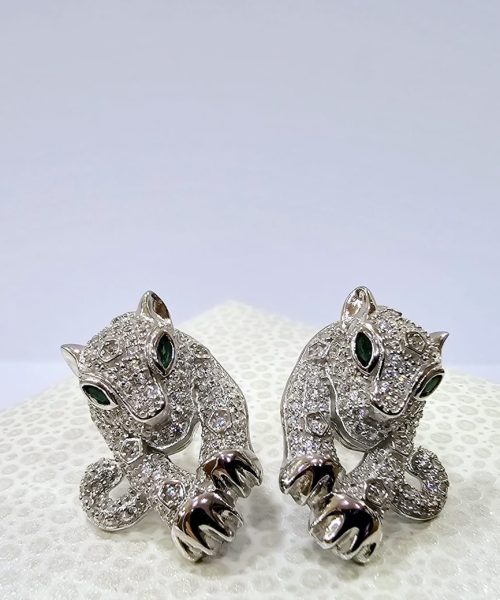 EARRINGS SILVER PUMA/ CUBIC ZIRCONIA