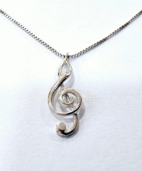 NECKLACE SILVER TREBLE CLEF