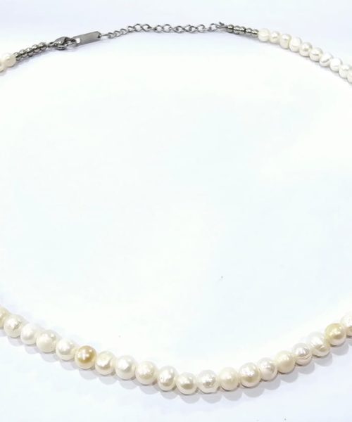 NECKLACE STAINLESS STEEL/ CULTURED PEARL