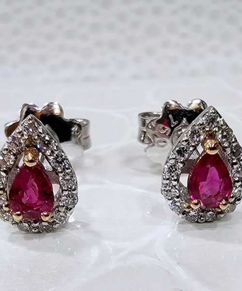 EARRINGS 18KT/0.16CT/VSG/RUBY 0.35CT