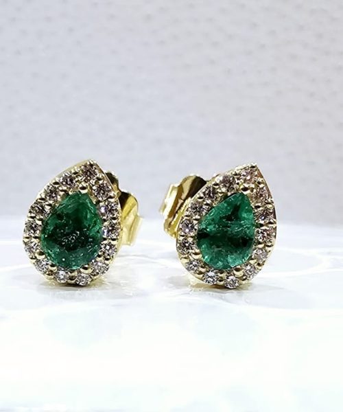 EARRINGS 18KT/0.10CT/VSG/EMERALD 0.27CT