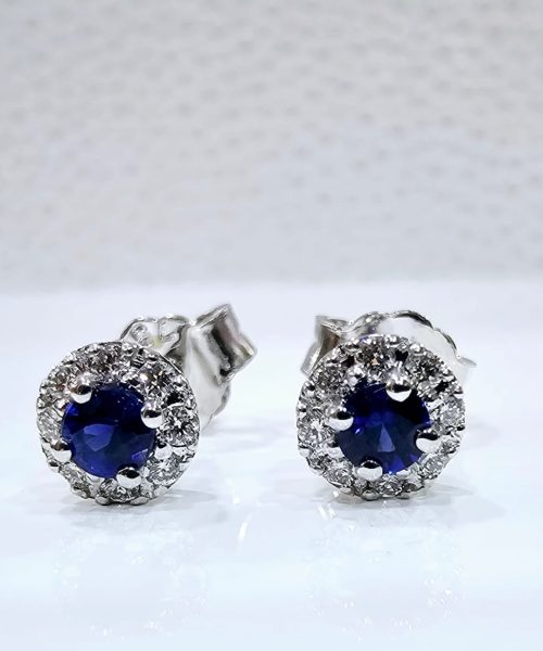 EARRINGS 18KT/0.11CT/VSG/SAPPHIRE 0.22CT