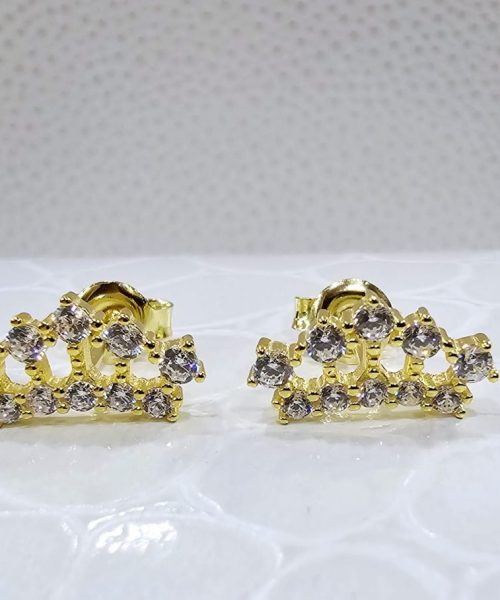 EARRINGS SILVER/ CROWN/ CUBIC ZIRCONIA