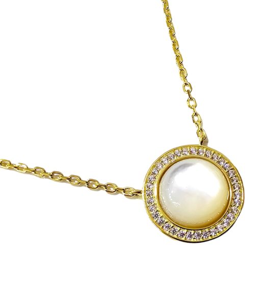 NECKLACE SILVER/ MOTHER OF PEARL/ CUBIC ZIRCONIA