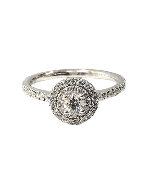 RING 18KT/ 0.11CT CENTER DIAM/ 0.25CT SIDE DIAM