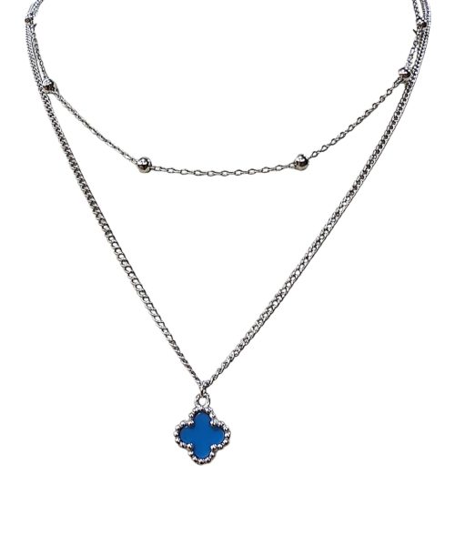 NECKLACE SILVER/ CLOVER/ TURQUOISE
