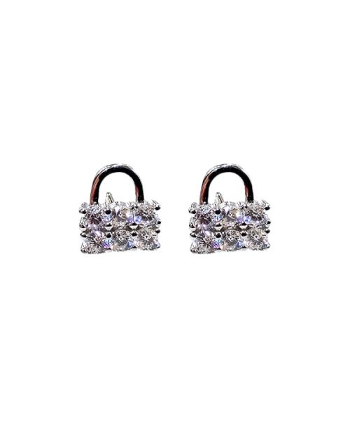EARRINGS SILVER/ BAG/ CUBIC ZIRCONIA