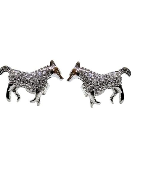 EARRINGS SILVER/ HORSE/ CUBIC ZIRCONIA