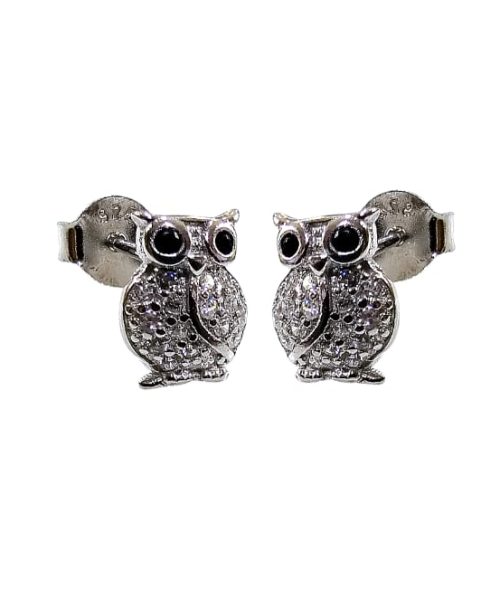 EARRINGS SILVER/ OWL/ CUBIC ZIRCONIA