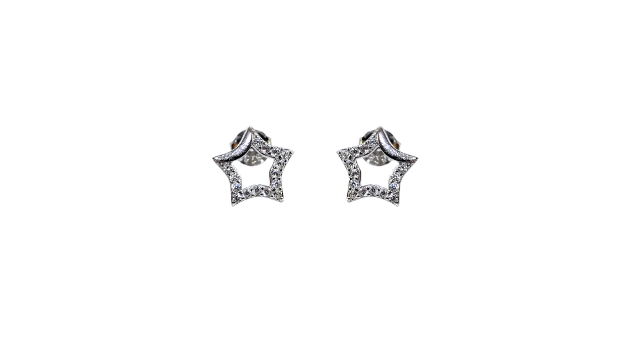 EARRINGS SILVER/ STAR/ CUBIC ZIRCONIA