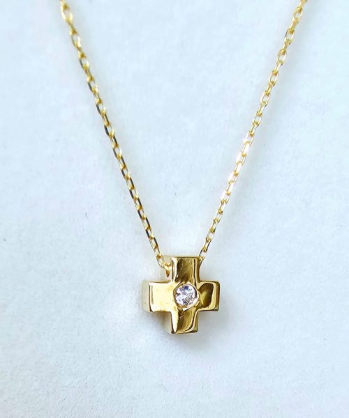 NECKLACE 9KT/ CROSS/ CUBIC ZIRCONIA