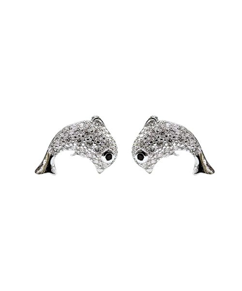 EARRINGS SILVER/ DOLPHIN / CUBIC ZIRCONIA