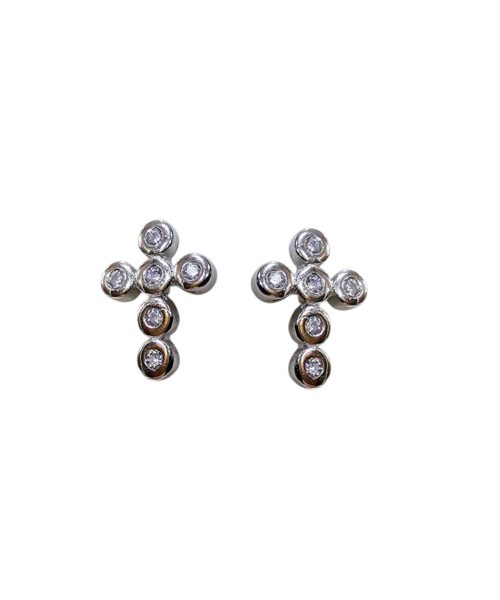 EARRINGS SILVER/ CROSS/ CUBIC ZIRCONIA