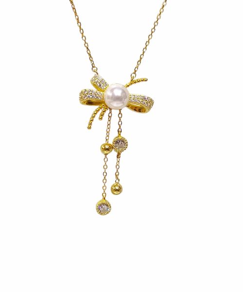NECKLACE SILVER/ CUBIC ZIRCONIA/ CULTURED PEARL