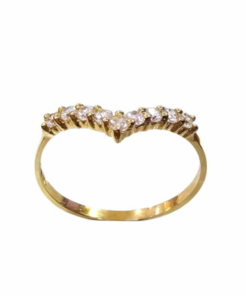 RING 9KT/ CUBIC ZIRCONIA/ WISHBONE