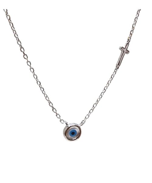 NECKLACE SILVER/ CROSS, EYE
