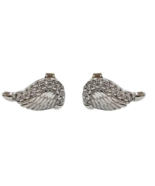 EARRINGS SILVER/ CUBIC ZIRCONIA/ WINGS