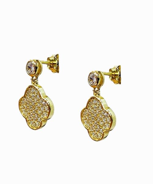 EARRINGS SILVER/ CLOVER/ CUBIC ZIRCONIA