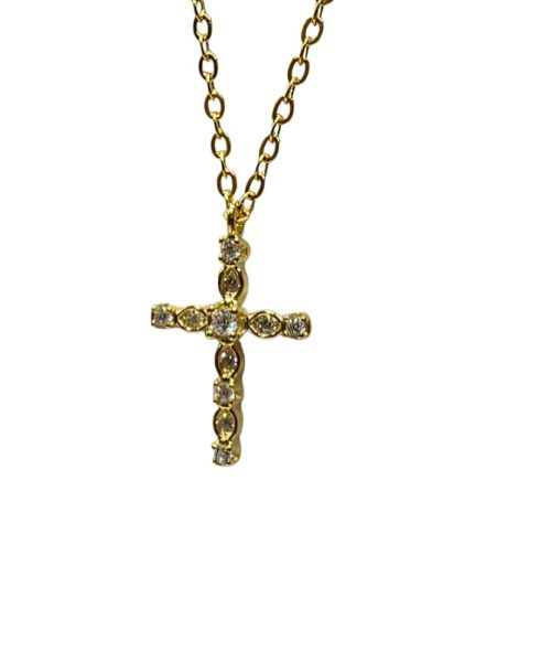NECKLACE SILVER/ CROSS/ CUBIC ZIRCONIA