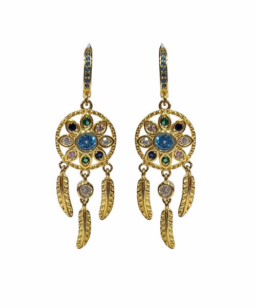 EARRINGS SILVER/ DREAMS CATCHER/ CUBIC ZIRCONIA
