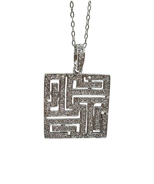 PENDANT SILVER/ MEANDROS/ CUBIC ZIRCONIA