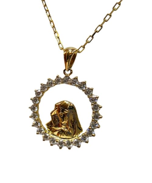NECKLACE 9KT/ SAINT MARY/ CUBIC ZIRCONIA