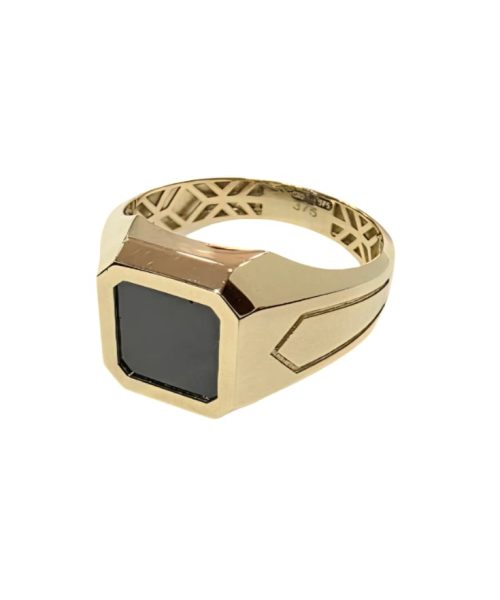 RING 9KT/ BLACK ONYX