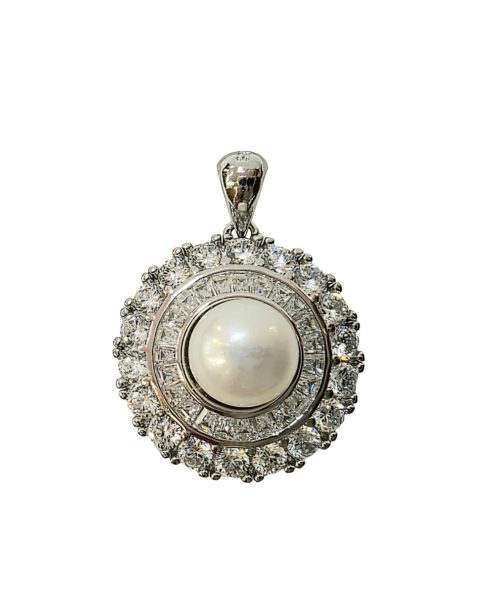 PENDANT SILVER/ CUBIC ZIRCONIA/ CULTURED PEARL