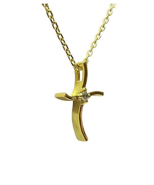 NECKLACE 9KT/ CROSS/ CUBIC ZIRCONIA