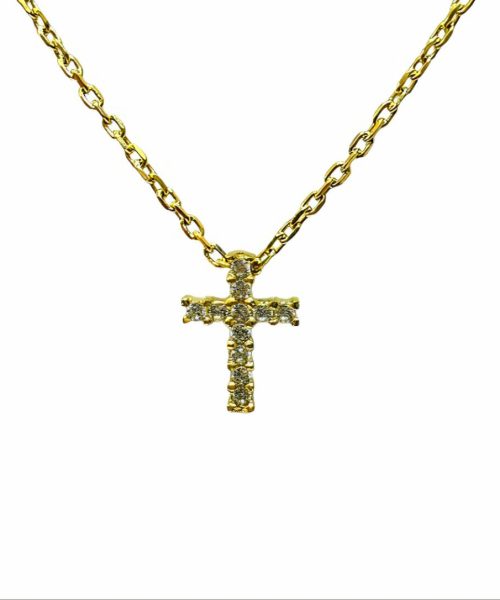 NECKLACE 9KT/ CROSS/ CUBIC ZIRCONIA