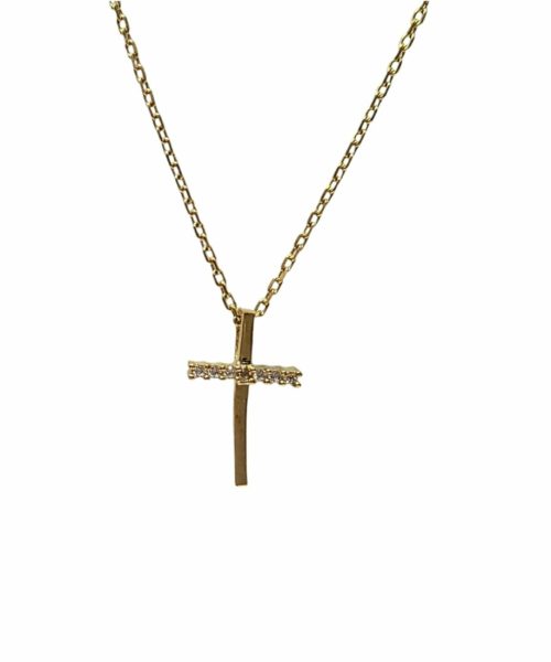 NECKLACE 9KT/ CROSS/ CUBIC ZIRCONIA