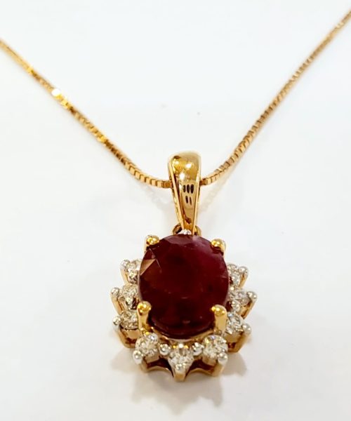 PENDANT 18KT/ 0.14CT VSG/ 0.98CT RUBY