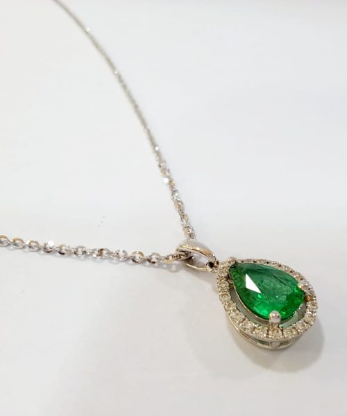 PENDANT 18KT/0.11CT,VSG/0.51CT EMERALD