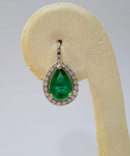 EARRINGS 18KT/0.21CT,VSG/0.96CT EMERALD