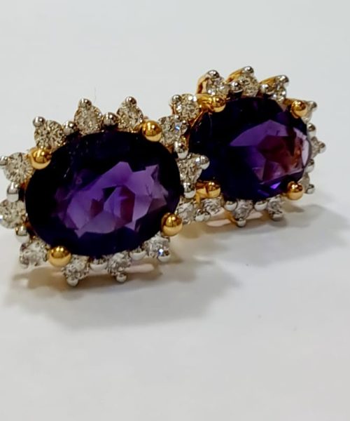EARRINGS 18KT/ 0.34CT VSG/ 1.90CT AMETHYST