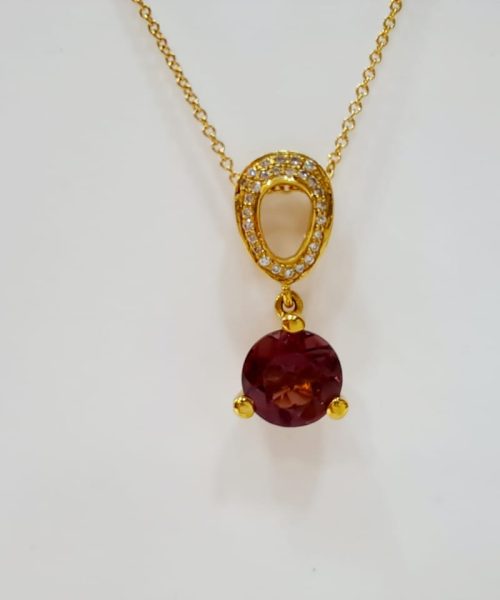PENDANT 18KT/0.08 VSG/1.57CT TOURMALINE