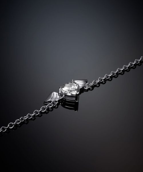 CHIARA FERRAGNI CUPIDO J19AVH04 Silver Chain Bracelet With White Stone Heart With Wings
