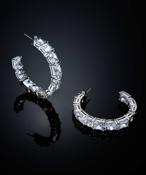 CHIARA FERRAGNI PRINCESS J19AVU02 Silver Hoop Earrings With Stones