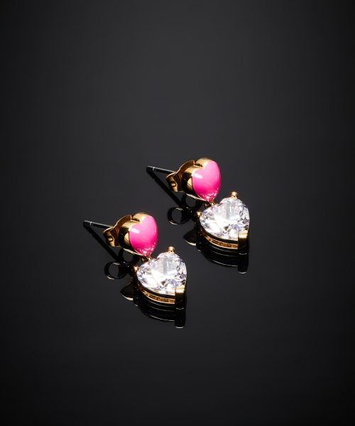 CHIARA FERRAGNI CUORICINO NEON J19AWD03 Gold Earrings With Pink Heart