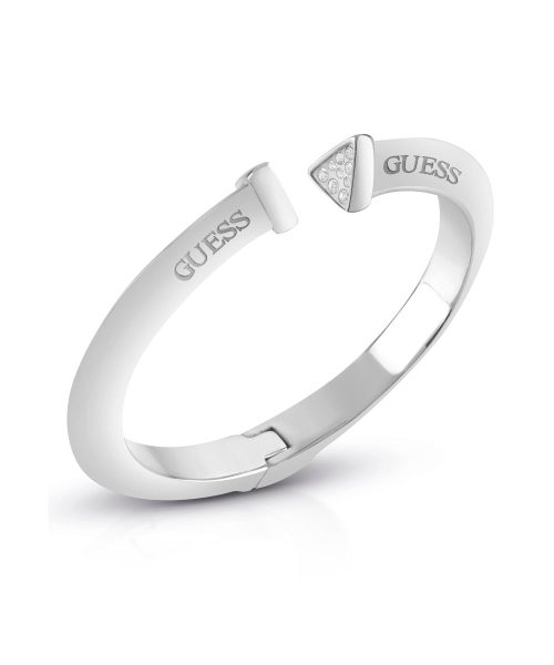 GUESS STEEL HOOPS DONT LIE JUBB01481JWRHS Silver Handcuff Bracelet With Stones