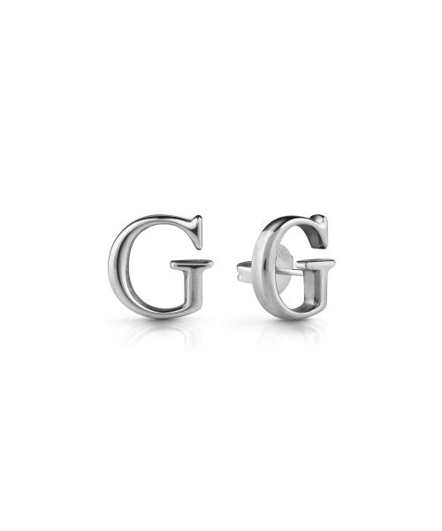 GUESS STEEL STUDS PARTY JUBE02169JWRHT/U Silver Logo Earrings