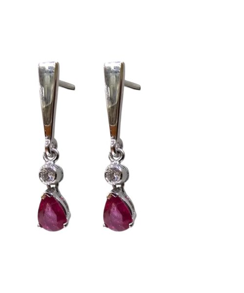 EARRINGS 18KT/ DIAMONDS, RUBY