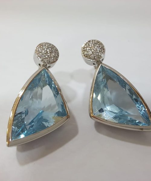 EARRINGS 18KT/VSG 0.197CT/B.TOPAZ