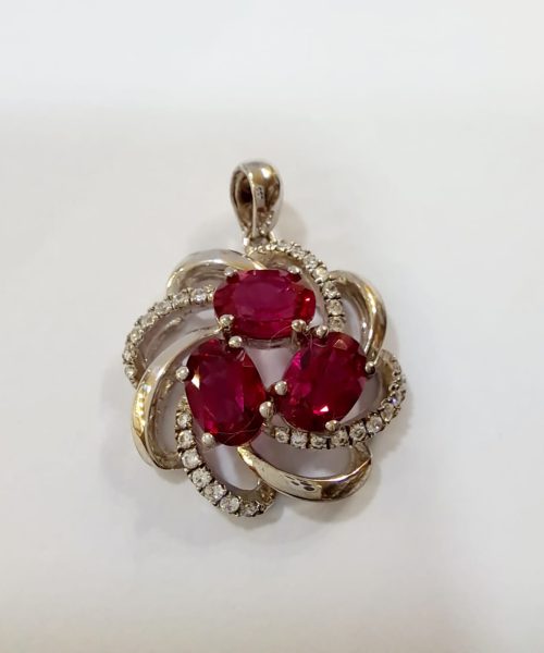 PENDANT SILVER SYNTHETIC RUBY