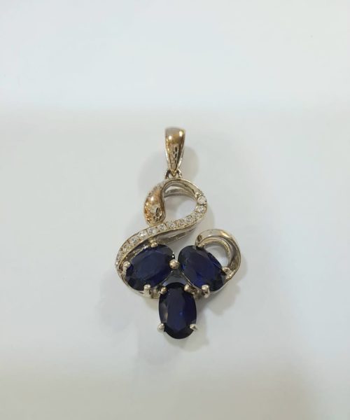 PENDANT SILVER SYNTHETIC SAPPHIRE