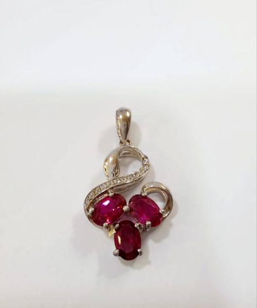 PENDANT SILVER SYNTHETIC RUBY