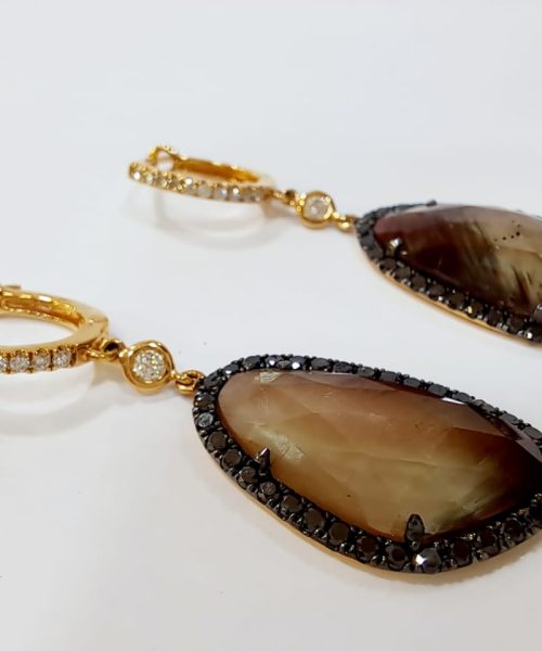 EARRINGS 18KT/SI-VSG 0.27BLK/1.32SMOKY